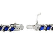 20.00 Ct Genuine Sapphire ine Bracelet embellished With Crystals In 18k White Gold Filled