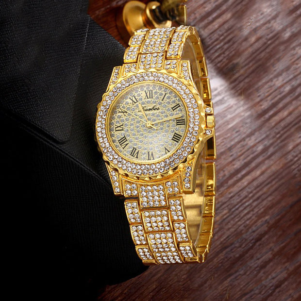 Crystal Elements Micro-Pav'e Gold Pav'e Watch in 14K Gold Plating