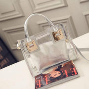 2pcs Women Fashion Shoulder Bag Clear Jelly  Transparent Handbag