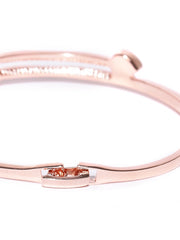 Rose Gold-Plated Handcrafted Stone-Studded Link Bracelet