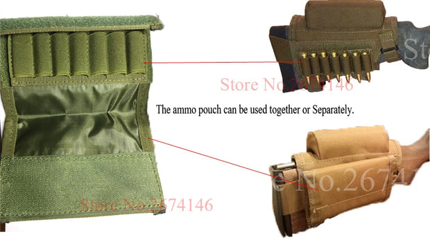 Hunting Gun Accessories Adjustable Rifle Shotgun Tactical Buttstock Cheek Rest Shooting Pad Ammo case Cartridges Holder Pouch