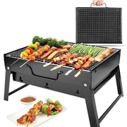 Charcoal Barbeque Grill with Kitchen Knife Set