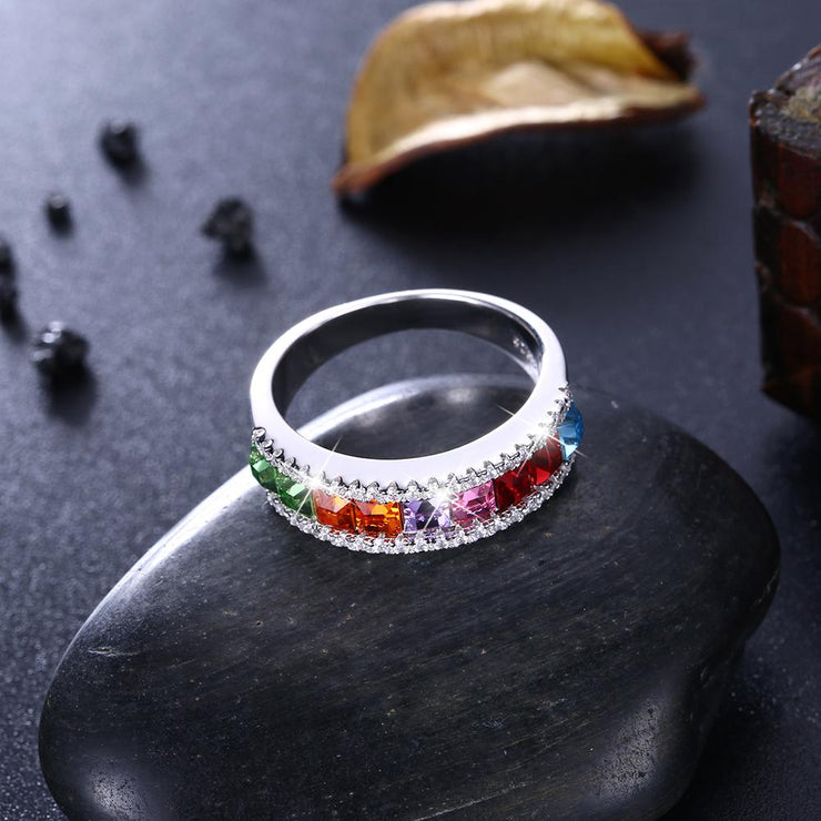 Rainbow Sterling Silver Ring