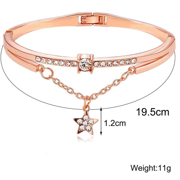 Star Drop With Austrian Crystals 18K Rose Gold Plated Bracelet in 18K Rose Gold Plated ITALY Made