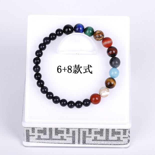 Galaxy Solar System Universe Nine Planets Natural Stone Bracelet