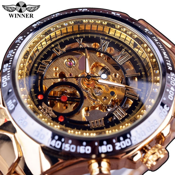 Mechanical Sport Design Golden Men's Watches