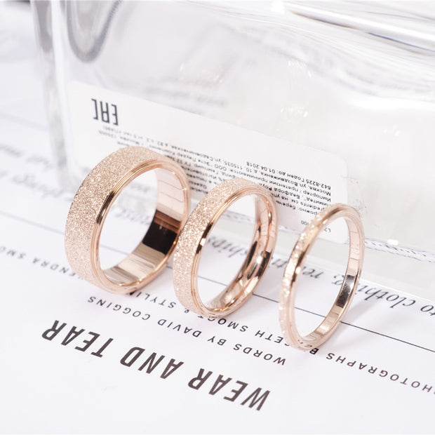 Rose Gold Color Frosted Finger Ring for Woman Man