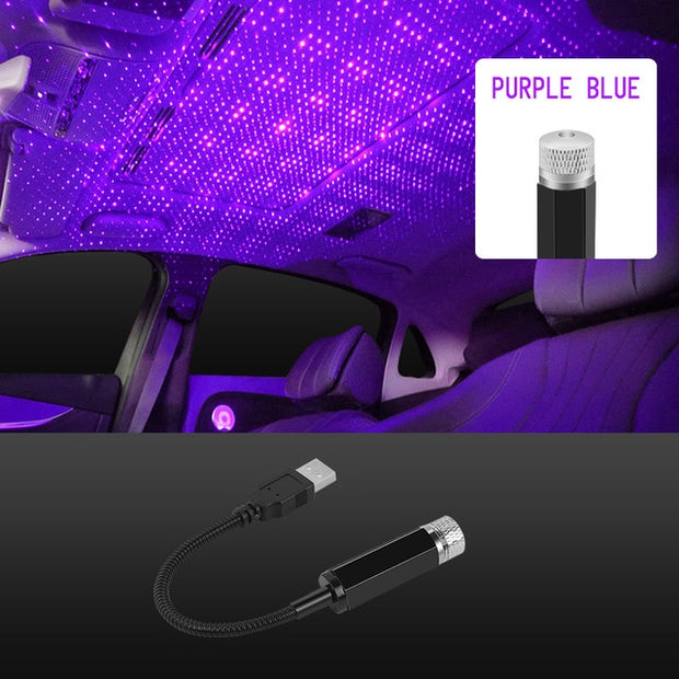 Car Roof Star Light Interior LED Starry Laser Atmosphere Ambient Projector USB Auto Decoration Night Home Decor Galaxy Lights