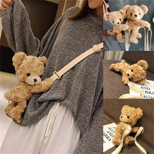 Kawaii Girls Cute Smile Bear Animal Shoulder Bag Soft Plush Doll Lolita Handbag