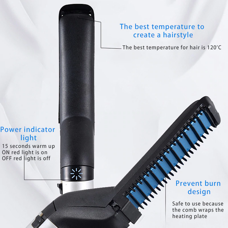 Multifunctional hair comb beard brush straightener