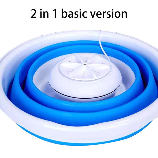 Foldable Mini Washing Machine Rotating Ultrasonic Turbines Washer USB Charging