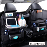 Car Seat Back Organizer Pu Leather Pad Bag Car Storage Organizer Foldable Table Tray Travel Storage Bag Auto Accessories