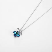 Wings of Angel Blue Topaz Sterling Silver Necklace with  Crystals