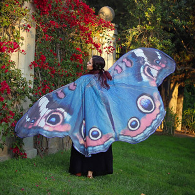 Women Butterfly Wings Pashmina Shawl Scarf Nymph Pixie Poncho Costume