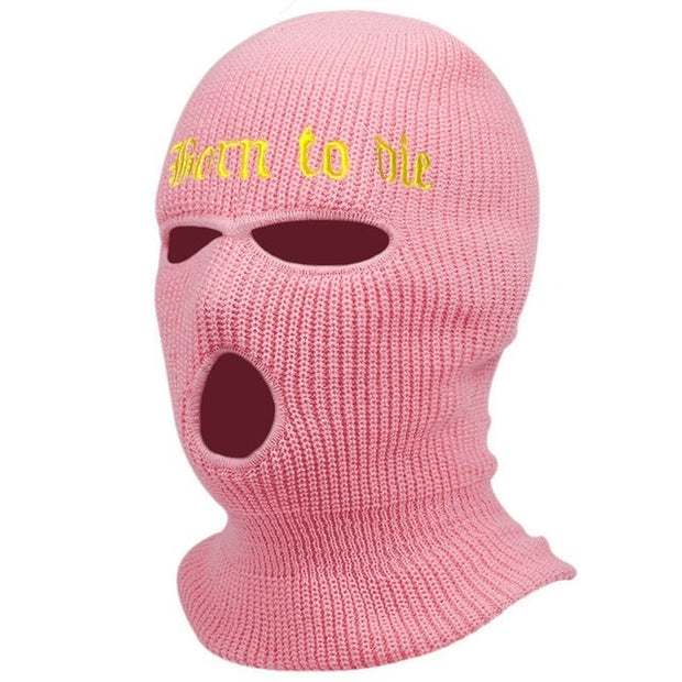 1Pc Embroidery Balaclava Face Mask 3-Hole for Cold Weather, Winter Ski Mask for Men and Women Thermal Cycling Mask Christmas Gif