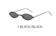 Narrow Small Round Sunglasses Vintage Brand Designer Tiny Metal Frame Flat Lens