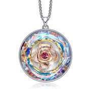 Austrian Crystal Rainbow of the World Disc with Rose Necklace