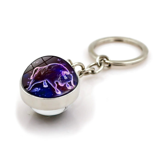 12 Constellation Luminous Keychain Glass Ball