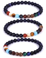 Galaxy Solar System Universe Nine Planets Natural Stone Bracelet