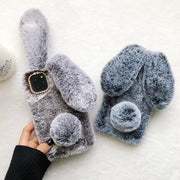 Kowkaka Cute Rabbit Ears Fur Plush Phone Shell