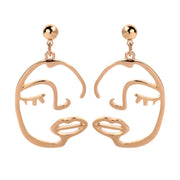 2019 Korean Fashion Jewelry Gold Color Alloy Face Dangle Earrings