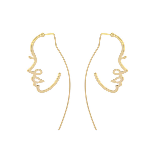 2019 Korean Fashion Jewelry Gold Color Alloy Face Dangle Earrings