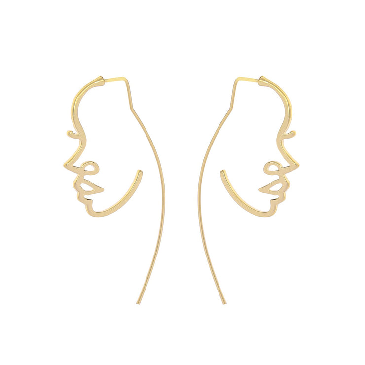 2019 Korean Fashion Jewelry Gold Color Alloy Face Dangle Earrings