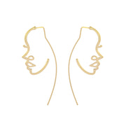 2019 Korean Fashion Jewelry Gold Color Alloy Face Dangle Earrings