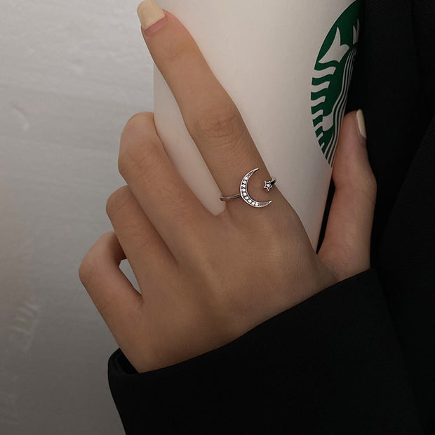 Star Moon Shape Open ring