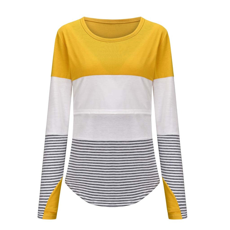 Maternity Clothes Long Sleeve Striped O-neck Nursing Maternity Tops Pregnancy Shirt For Breastfeeding Ropa Premama Embarazadas