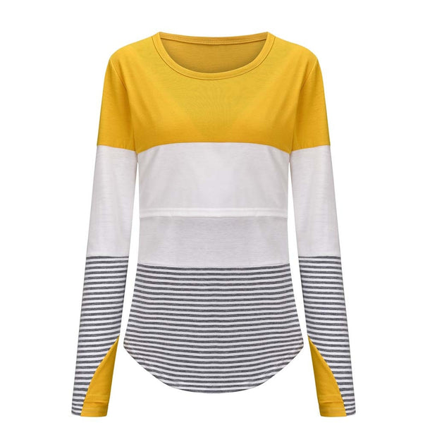 Maternity Clothes Long Sleeve Striped O-neck Nursing Maternity Tops Pregnancy Shirt For Breastfeeding Ropa Premama Embarazadas