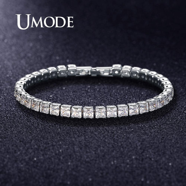 0.25ct Clear Square Tennis Bracelet for Men Women