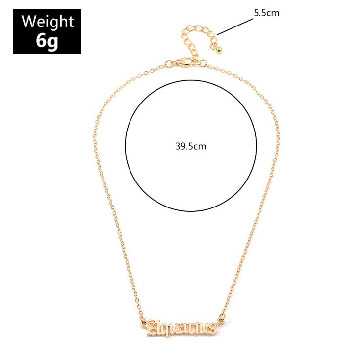 Twelve Constellation Retro Zodiac English Letter Alphabet Necklaces For Women