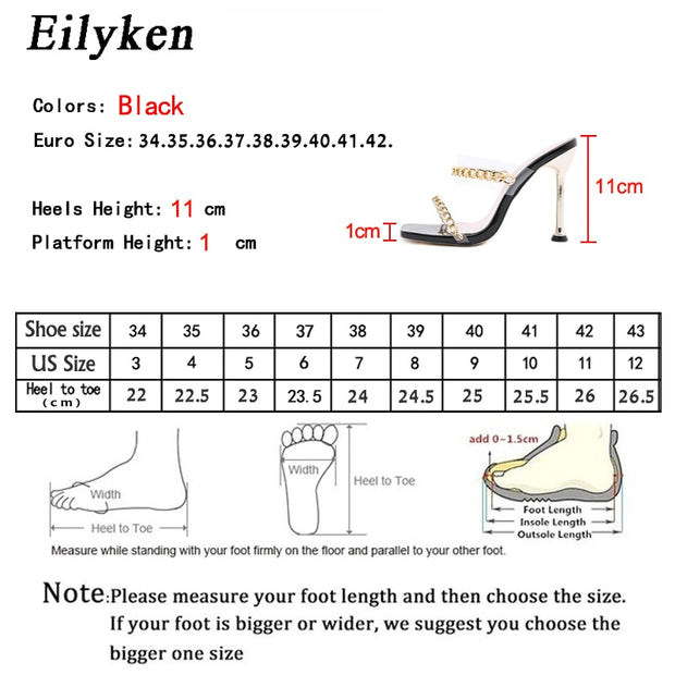 High Heel Slippers Summer Fashion Chain Design