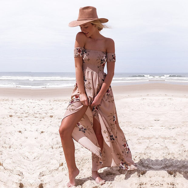 Off Shoulder Sexy Split Beach Summer Dress