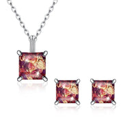 1.50 CT Opal Created Sterling Silver Necklace and Earring Set