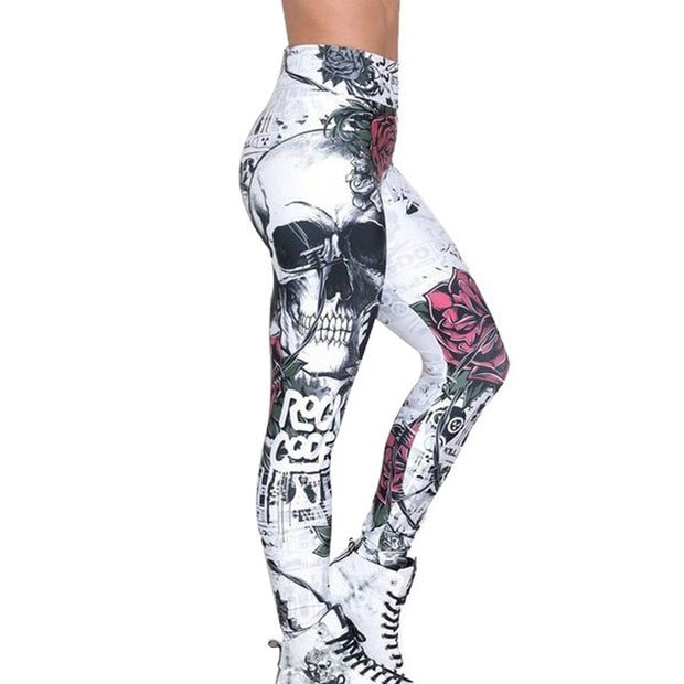 Skull Head 3D Printed Camouflage Leggings