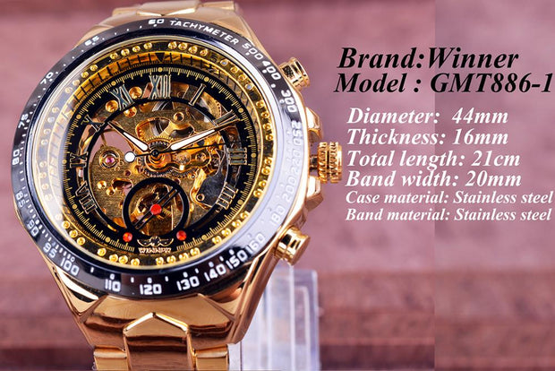 Mechanical Sport Design Golden Men's Watches