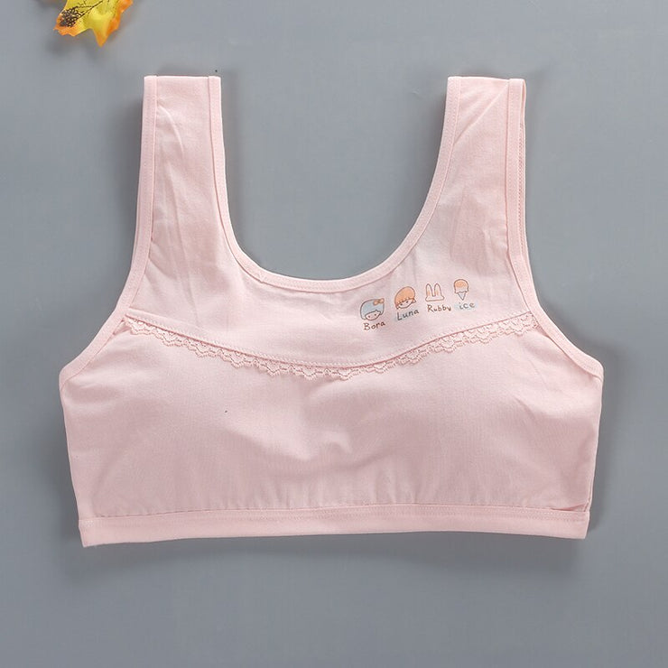 girls bra 12-18Y Underwear Racerback Training teens girl bras Solid Color Letter Young Sport Cotton/Spandex  Kids training