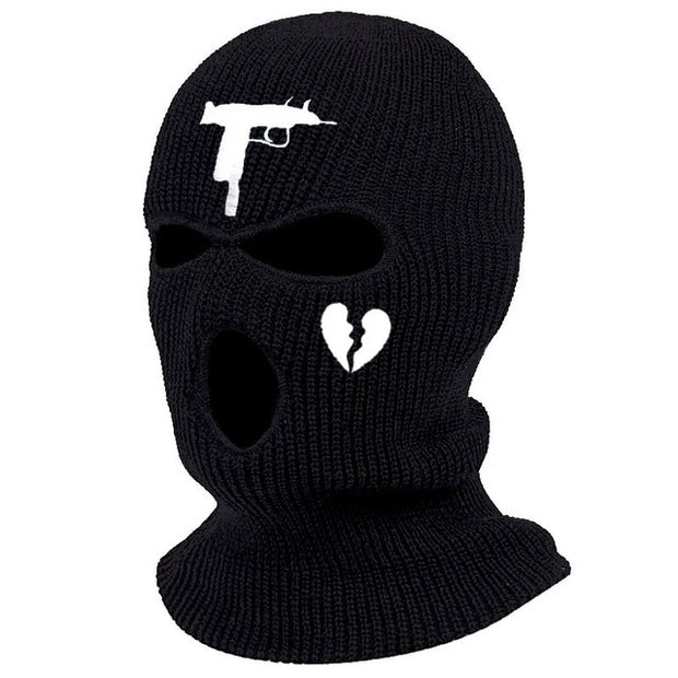 1Pc Embroidery Balaclava Face Mask 3-Hole for Cold Weather, Winter Ski Mask for Men and Women Thermal Cycling Mask Christmas Gif