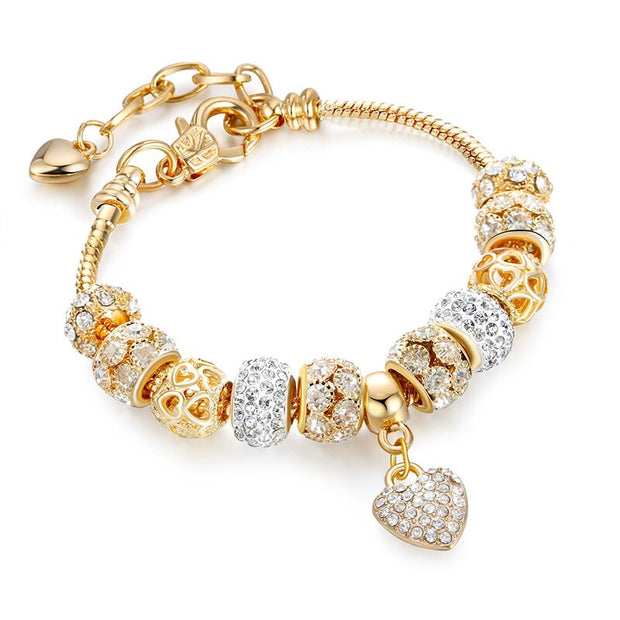 Gold Heart Charm Bracelets For Women