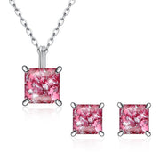 1.50 CT Opal Created Sterling Silver Necklace and Earring Set