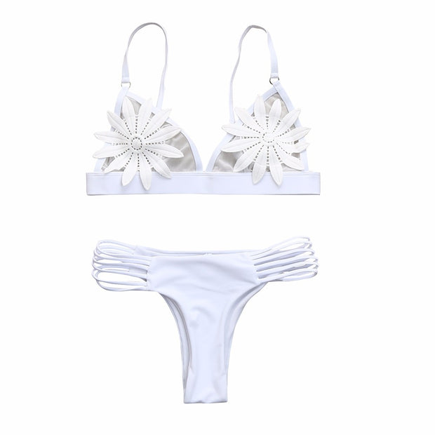 Women's Swimming Suit Push up Bikini White Padded Bra Floral Bikini Set Womens Swimsuits Swimwear Bathing Suit Women