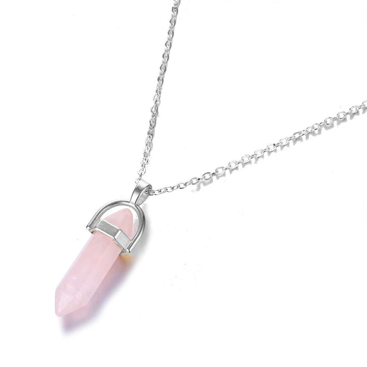 Hexagonal Column Quartz Necklaces Pendant