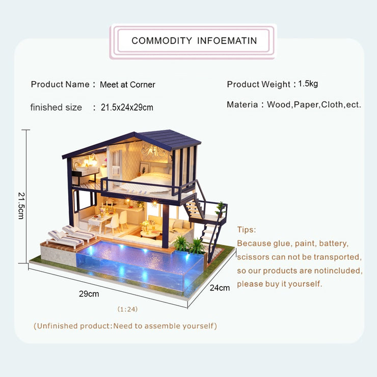 CUTEBEE Doll House Miniature DIY Dollhouse With Furnitures Wooden House Toys For Children Birthday Gift A066