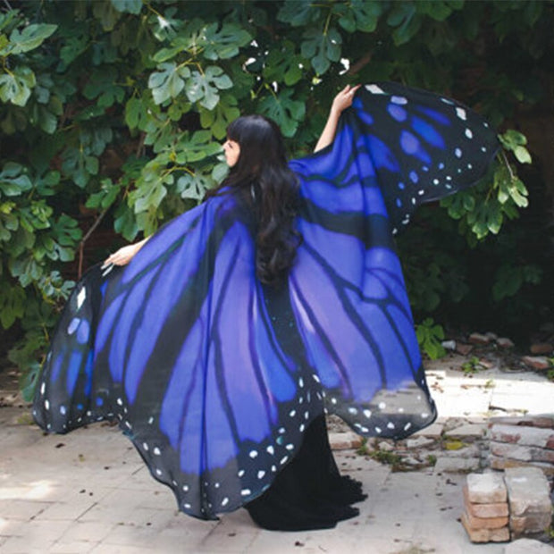 Women Butterfly Wings Pashmina Shawl Scarf Nymph Pixie Poncho Costume