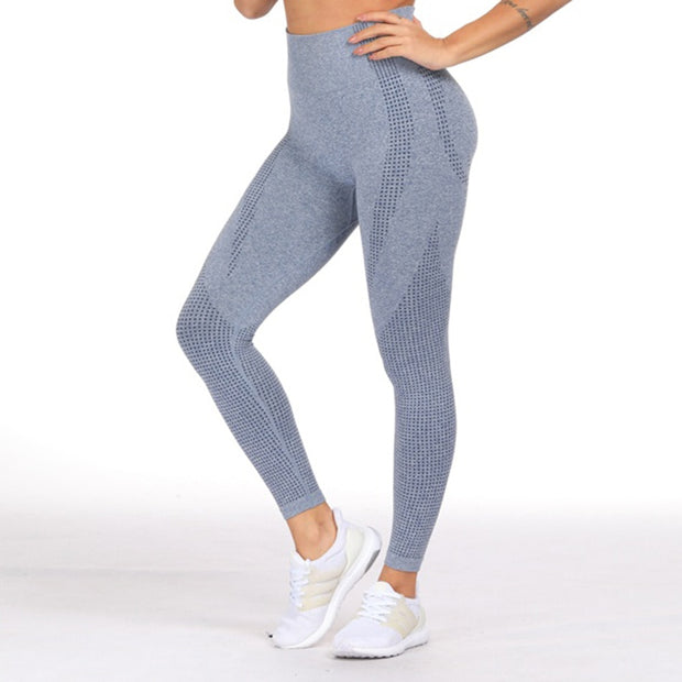 Women Blue Seamless Leggings Tummy Control Yoga Leggings High Waist Booty Leggings Sport Fitness Gym Leggings Athletic Tights