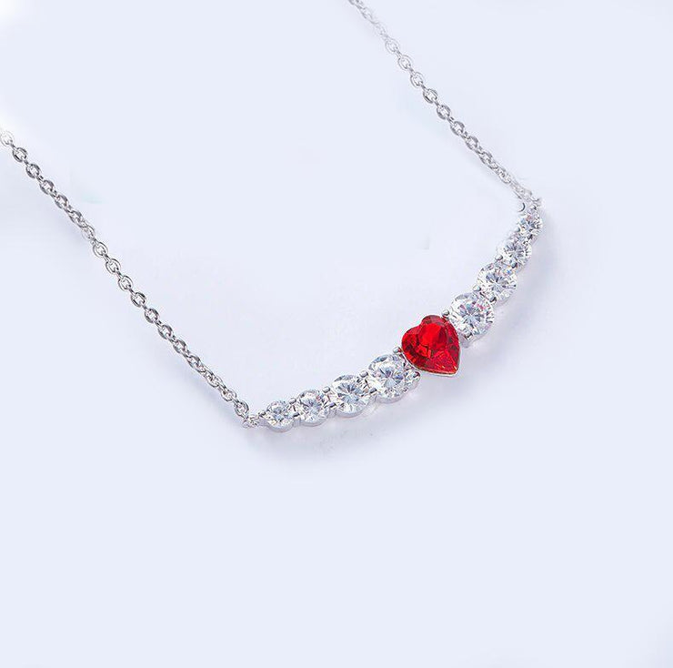 Austrian Crystal 8.00 CT Ruby Heart  Necklace