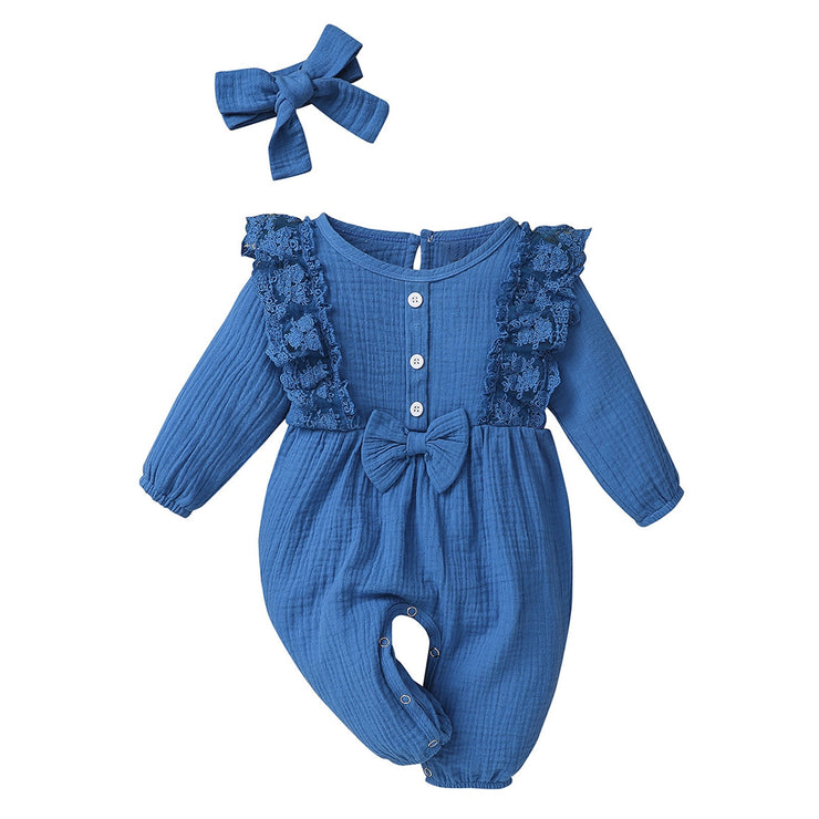 Tie dye Print Jumpsuit Newborn Infant Baby Girl Cotton Linen Romper Lace Bow One Piece Jumpsuit Clothes baby girl winter clothes