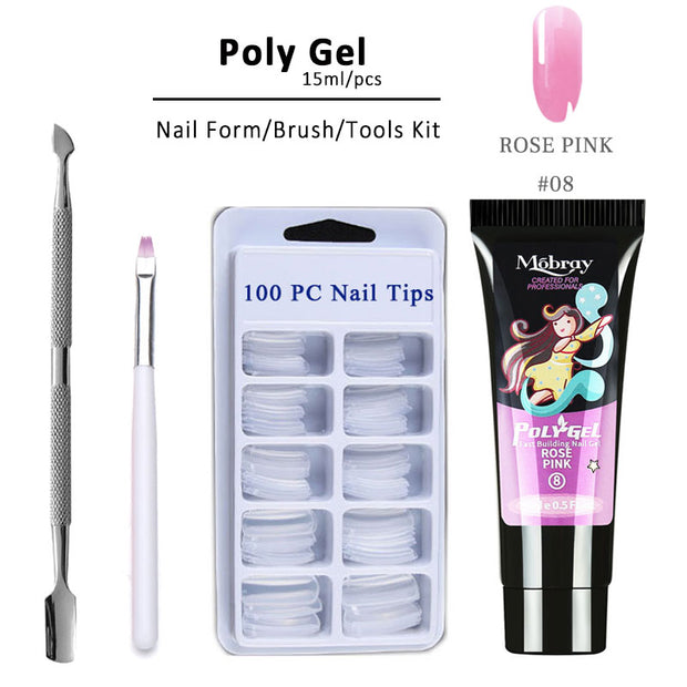 Poly Gel LED Clear UV Gel Varnish Nail Polish Art Kit